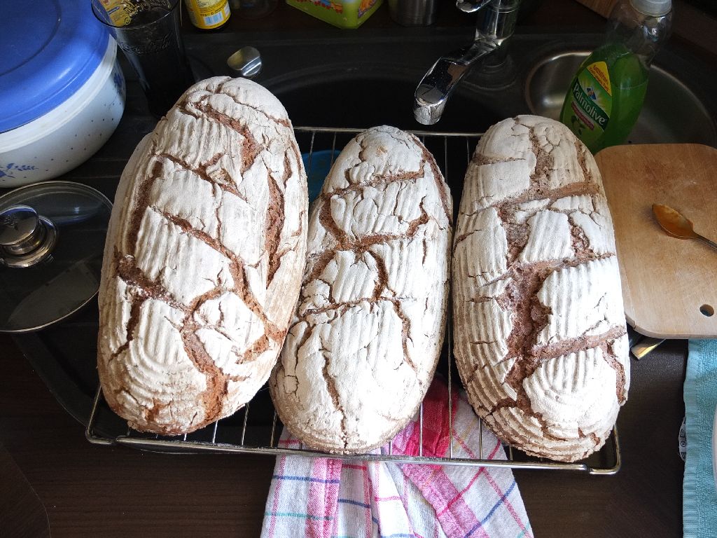 etwas viel Mehl - hatte Angst die Brote kommen nicht aus den Körben :)