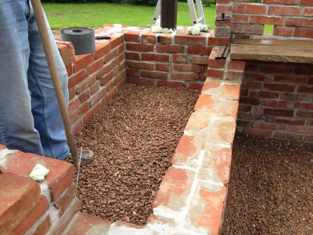 Feuerstelle aufgefüllt für steinboden